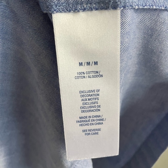 Nautica Sleepwear Men's Herringbone Button Down Pajama Top M Cornflower Blue - Picture 7 of 9